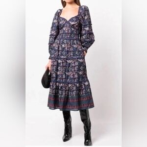 Sea NY Regencycore Purple Floral Romantic Midi Dress-6/8